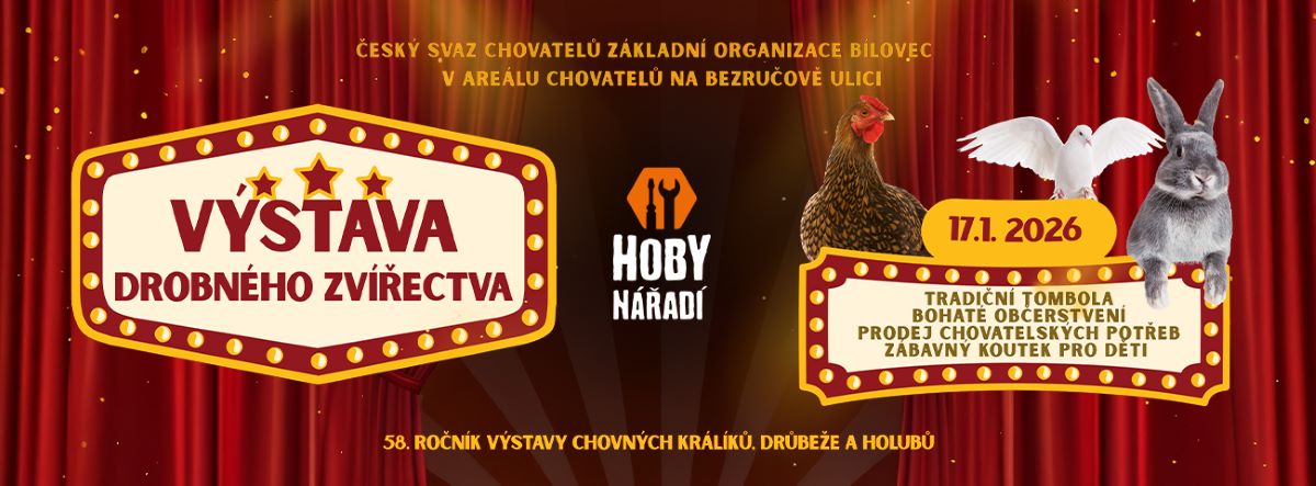 Pozvánka na výstavu drobného zvířectva v Bílovci